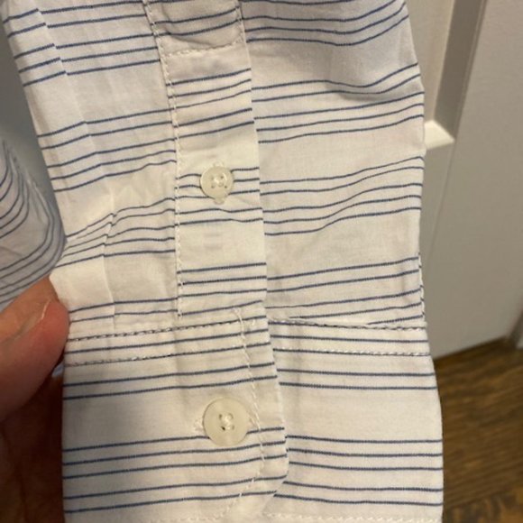 Old Navy Boys Long Sleeved Shirt, Size L (10-12) White with blue stripes - Picture 3 of 5